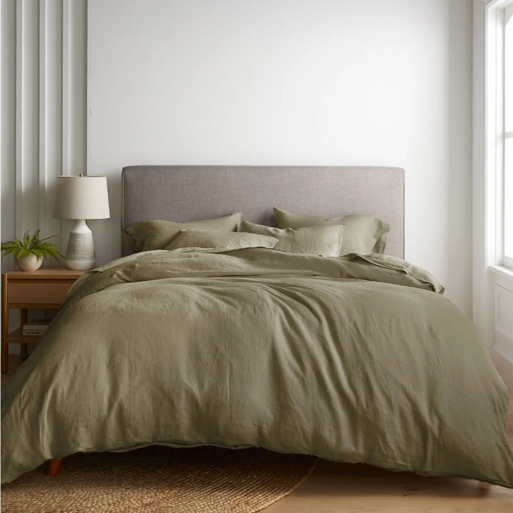 QUINCE European Linen Duvet Cover Set Twin Aloe 113